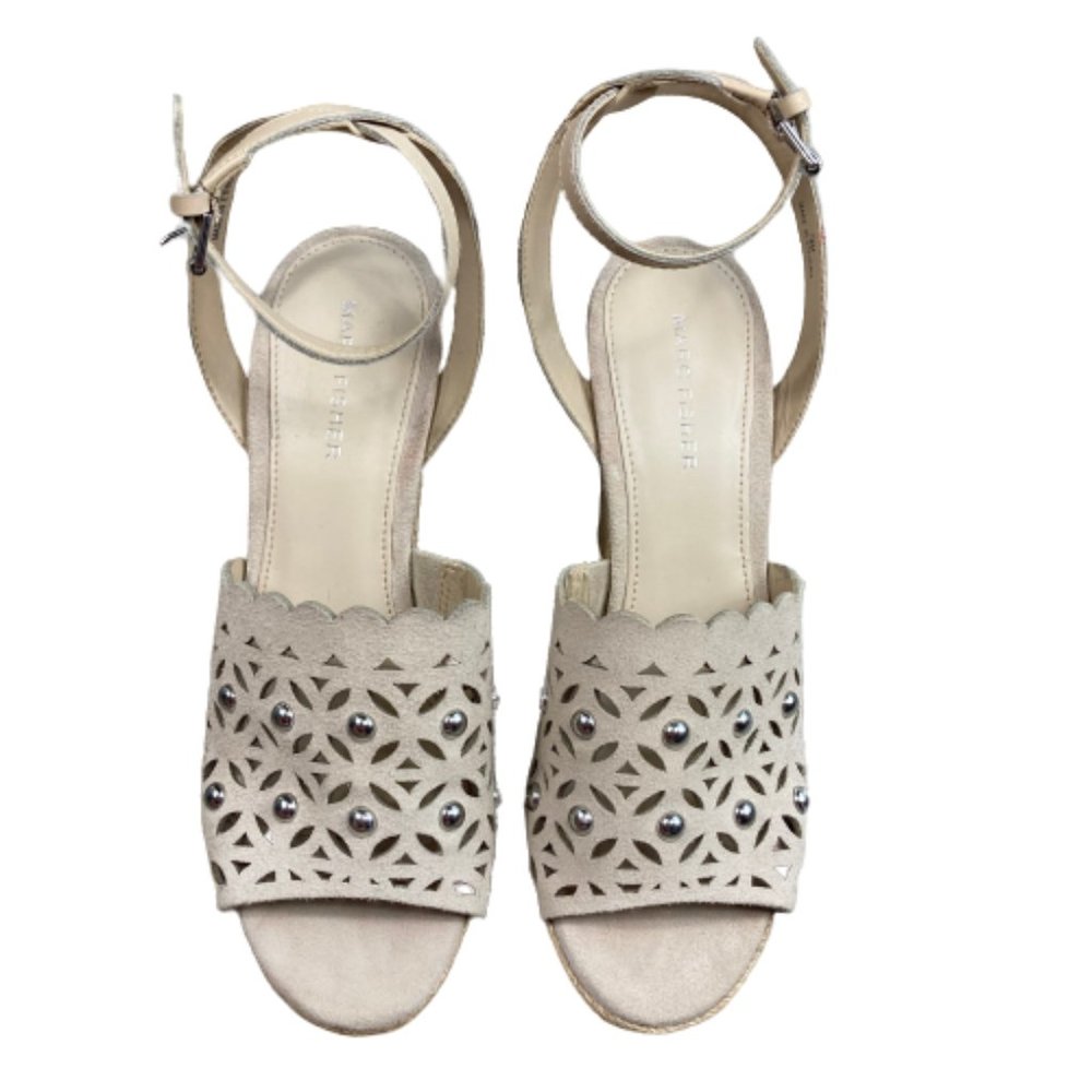 Marc Fisher Tan Hata Suede Studded Wedge Sandals - image 2